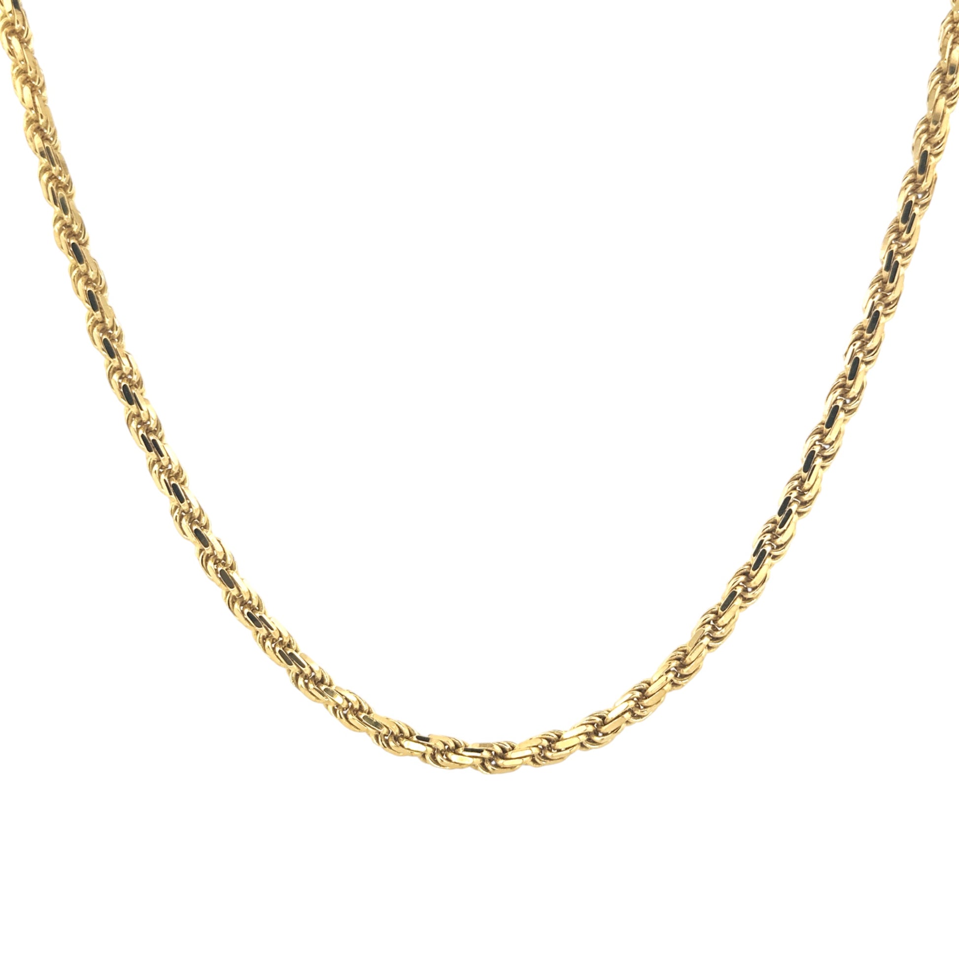 10K Gold Vermeil Diamond Cut Rope Chain | 925 Stamped | Solid 925 Rope Chain | Lobster Lock | Gift-Ready Packaging