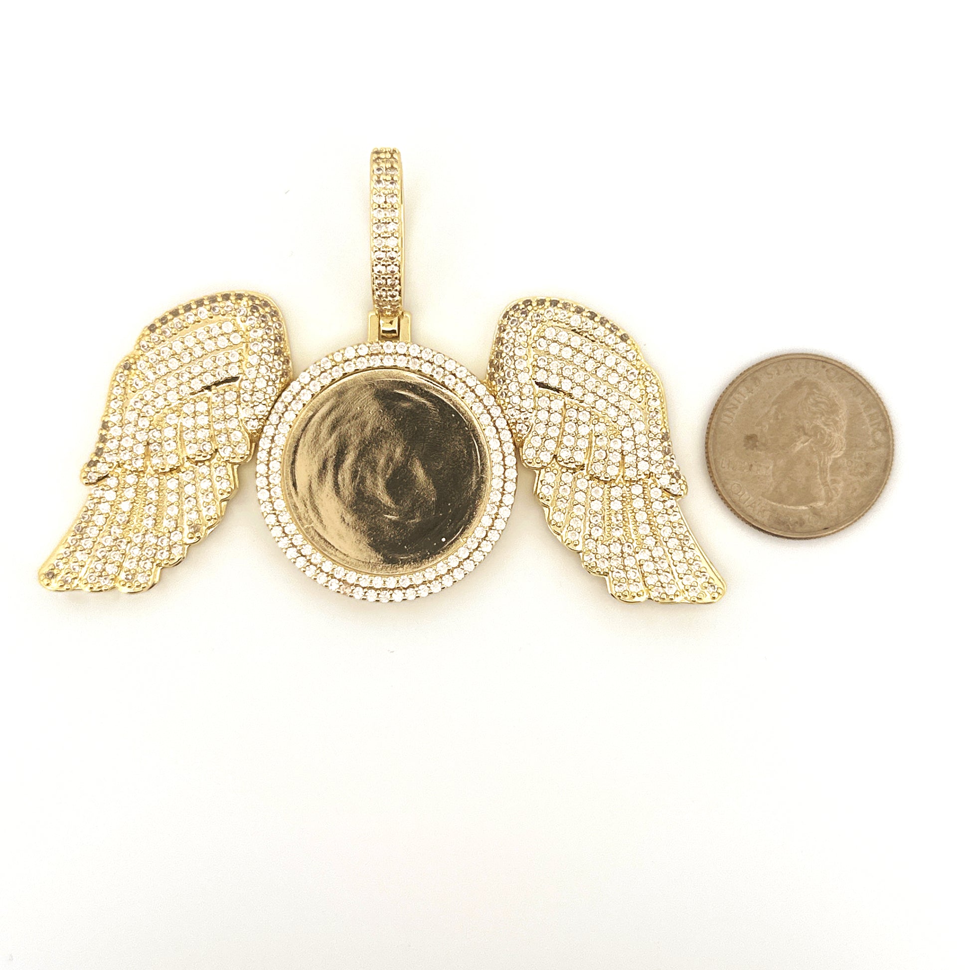 Angel Wing Photo Pendant, Personalized Picture Memory Charm, Keepsake