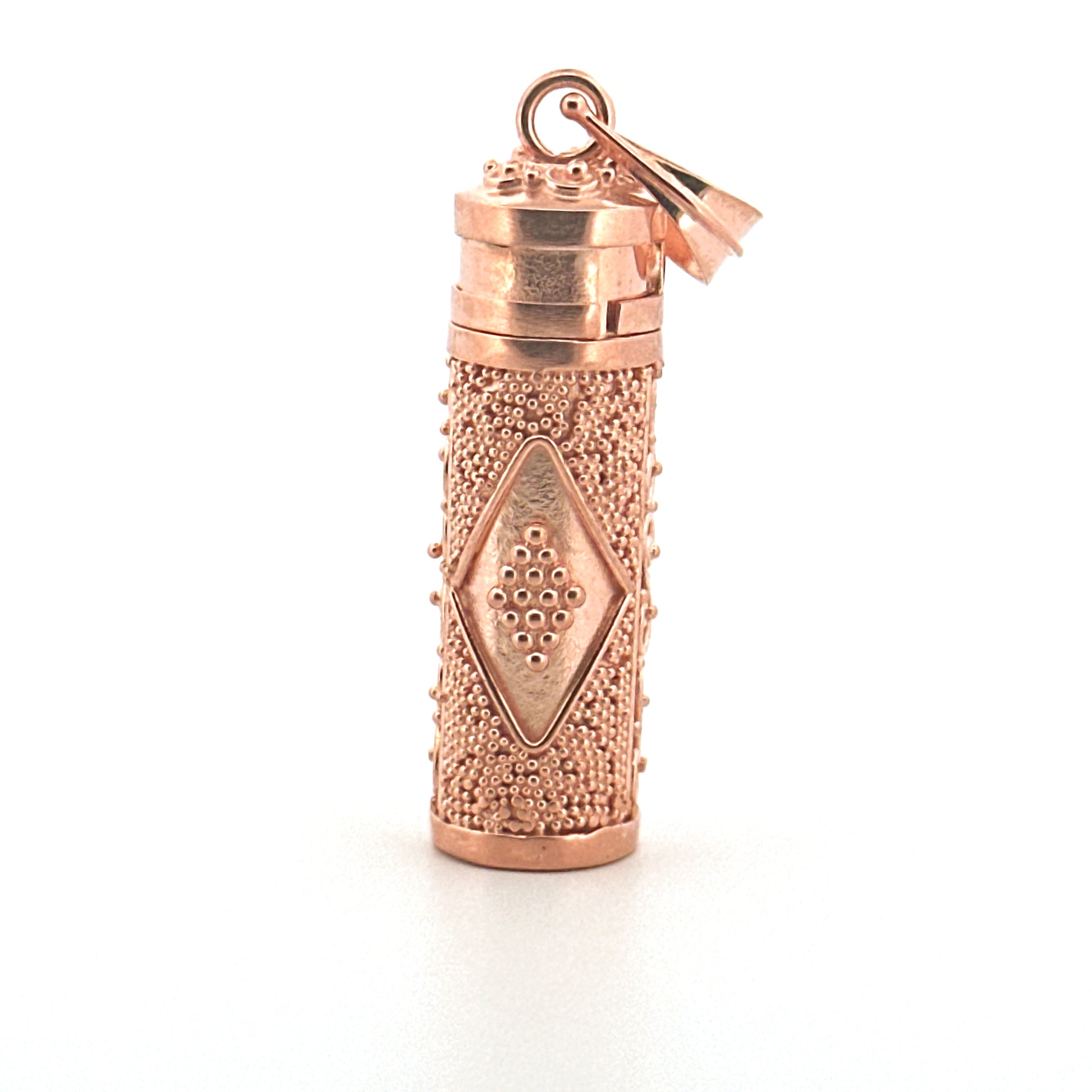 Urn Pendant for Ashes – Hand Carved Memorial Jewelry in 14K Yellow, White, or Rose Gold Vermeil