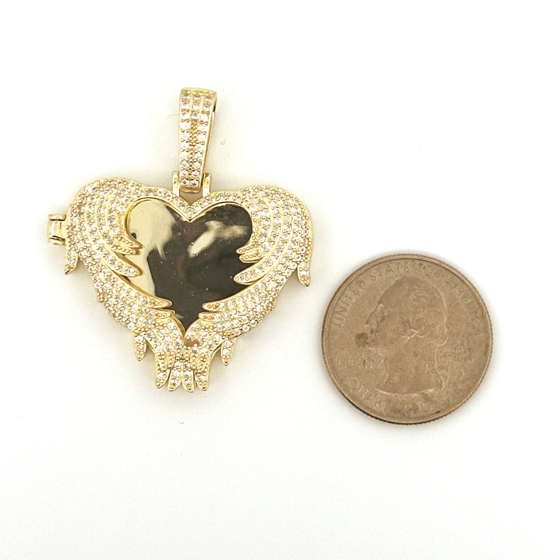 Angel Wings Heart Memory Photo Pendant, Personalized Tribute Keepsake Picture Charm