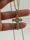 Cargar la imagen en la vista de la galería, 10k solid gold cross pendant, Genuine Swarovski Crystals, Best gift unisex, Free Appraisal
