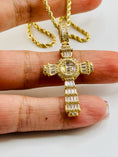 Load image into Gallery viewer, 10k solid gold cross pendant, Genuine Swarovski Crystals, Best gift unisex, Free Appraisal
