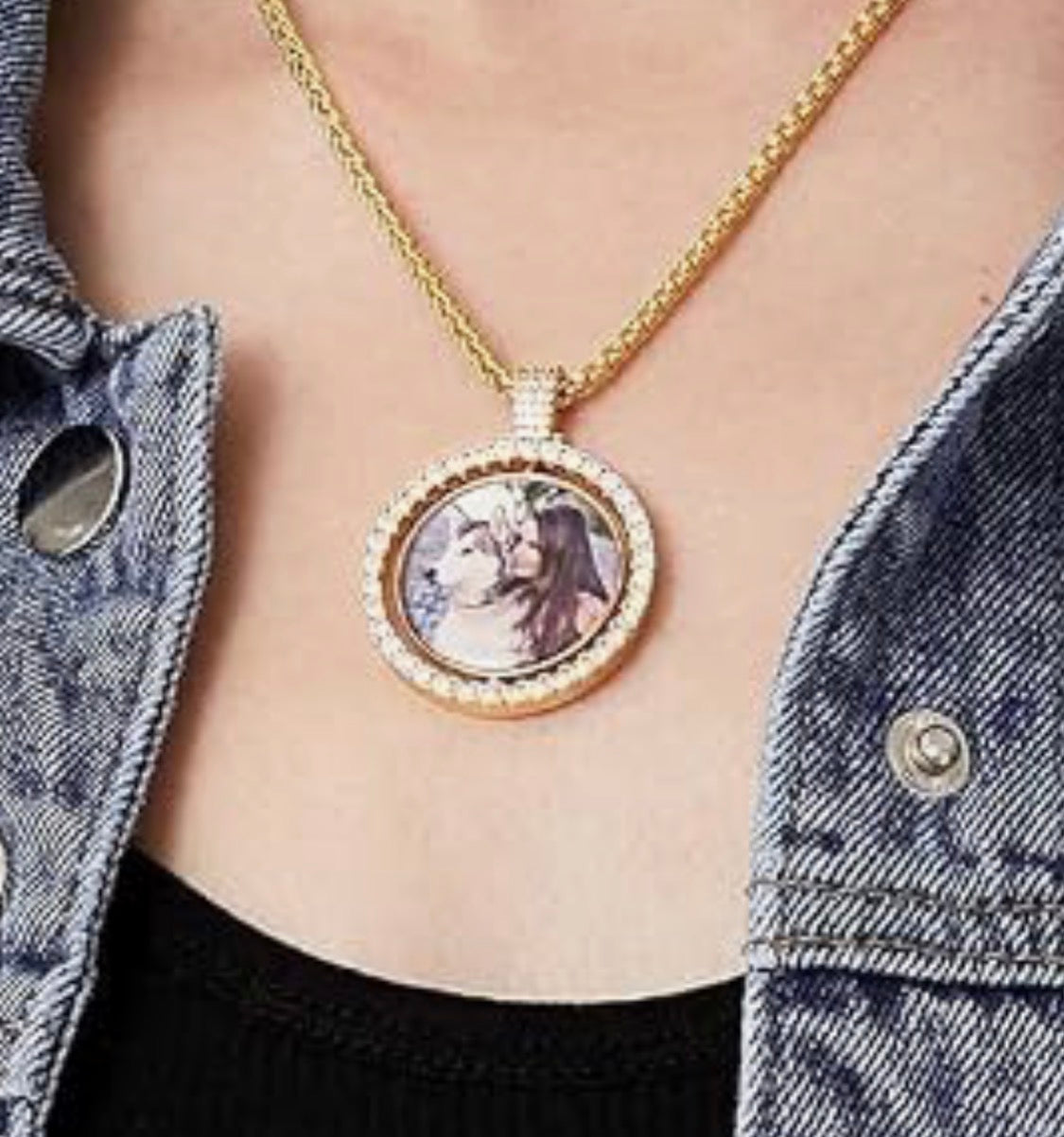 Double Sized Spinning picture pendant, Memory Charm, keepsake jewelry,