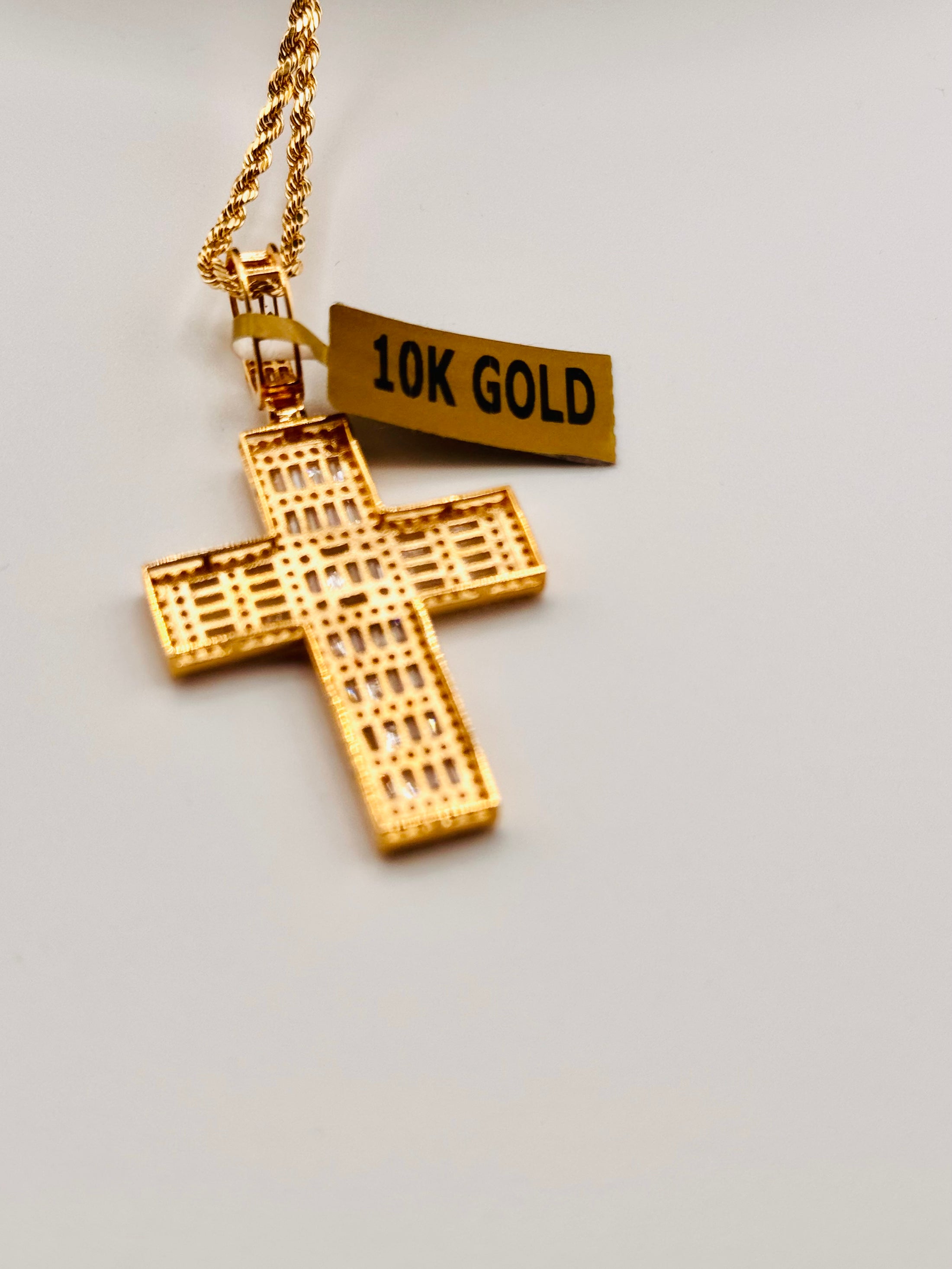 10k solid gold VVS Swarovski crystal cross pendant