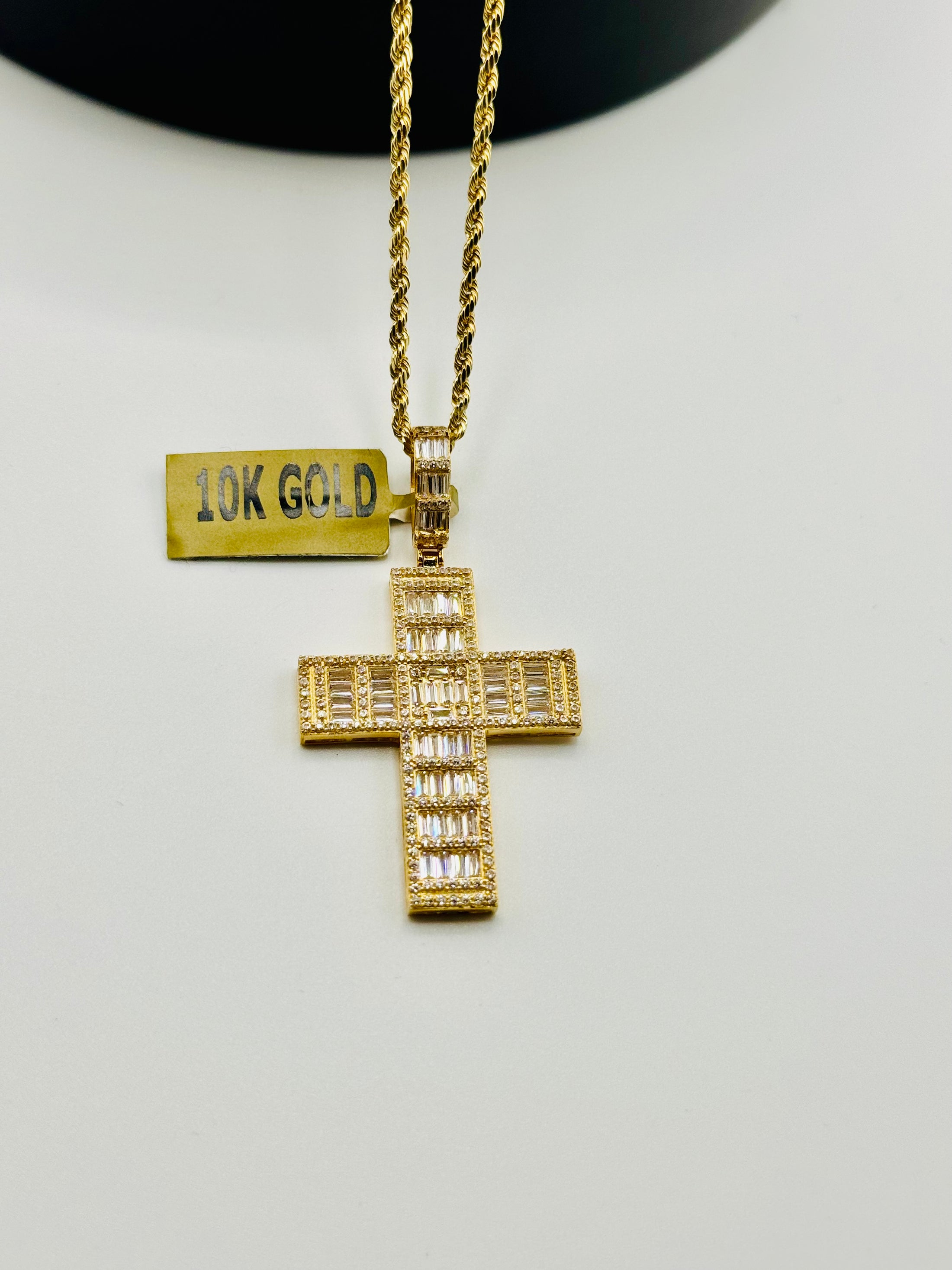 10k solid gold VVS Swarovski crystal cross pendant