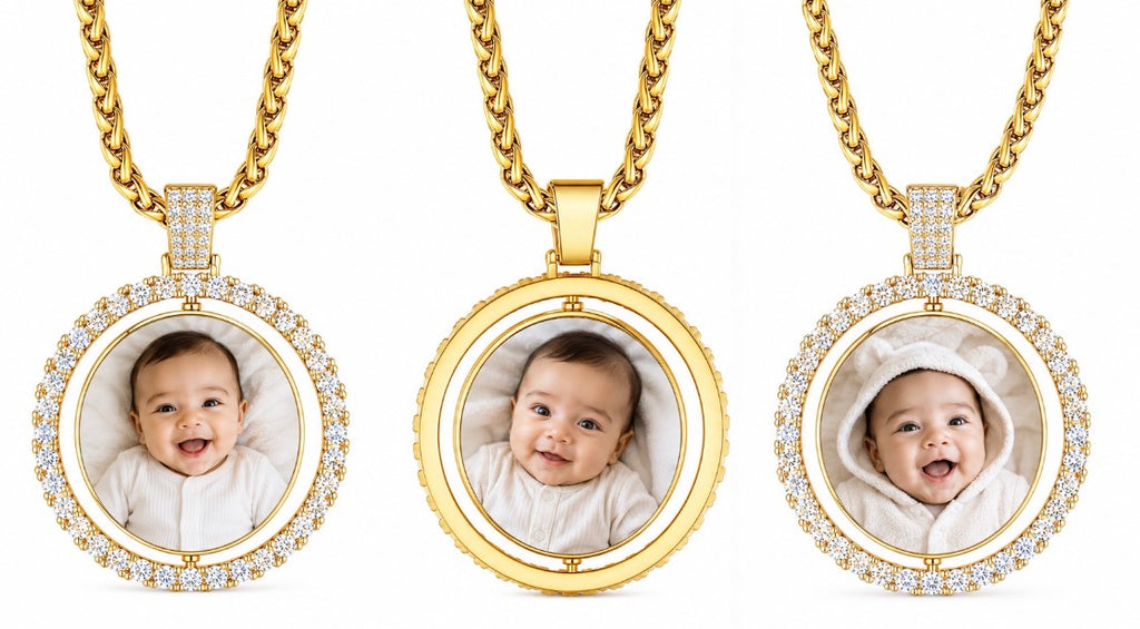 Double Sized Spinning picture pendant, Memory Charm, keepsake jewelry,