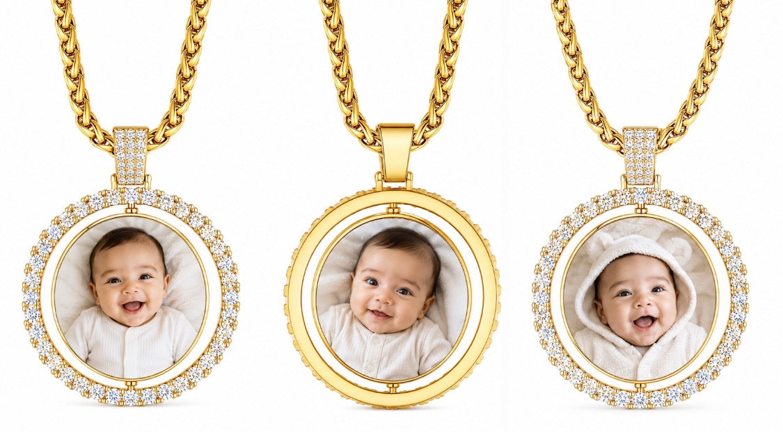 Double Sized Spinning picture pendant, Memory Charm, keepsake jewelry,