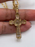 Cargar la imagen en la vista de la galería, 10k solid gold cross pendant, Genuine Swarovski Crystals, Best gift unisex, Free Appraisal
