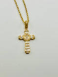 Cargar la imagen en la vista de la galería, 10k solid gold cross pendant, Genuine Swarovski Crystals, Best gift unisex, Free Appraisal
