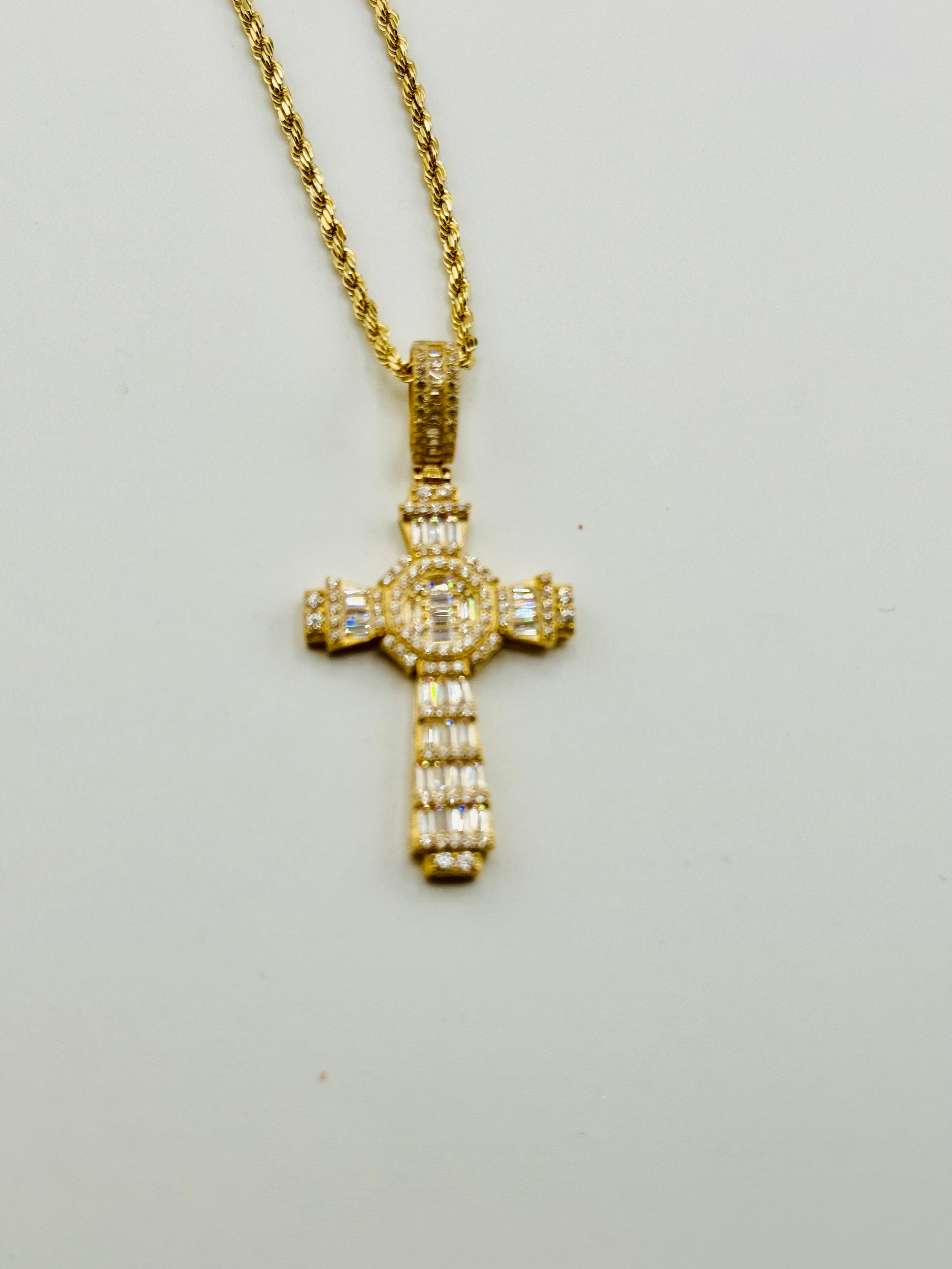 10k solid gold cross pendant, Genuine Swarovski Crystals, Best gift unisex, Free Appraisal