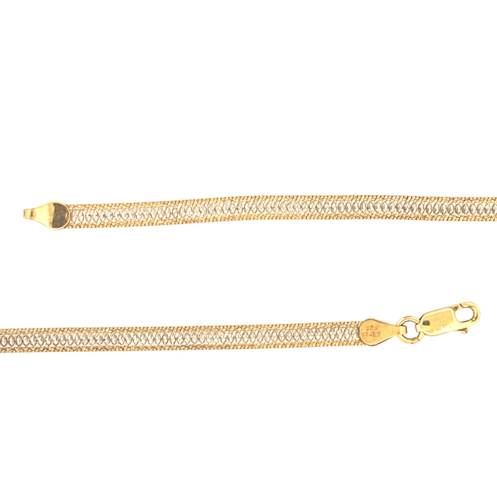 Herringbone Chain For Him/Her, Two Tone Diamond Cut Gold Vermeil 925 Stamped Luxury Elegant Chain