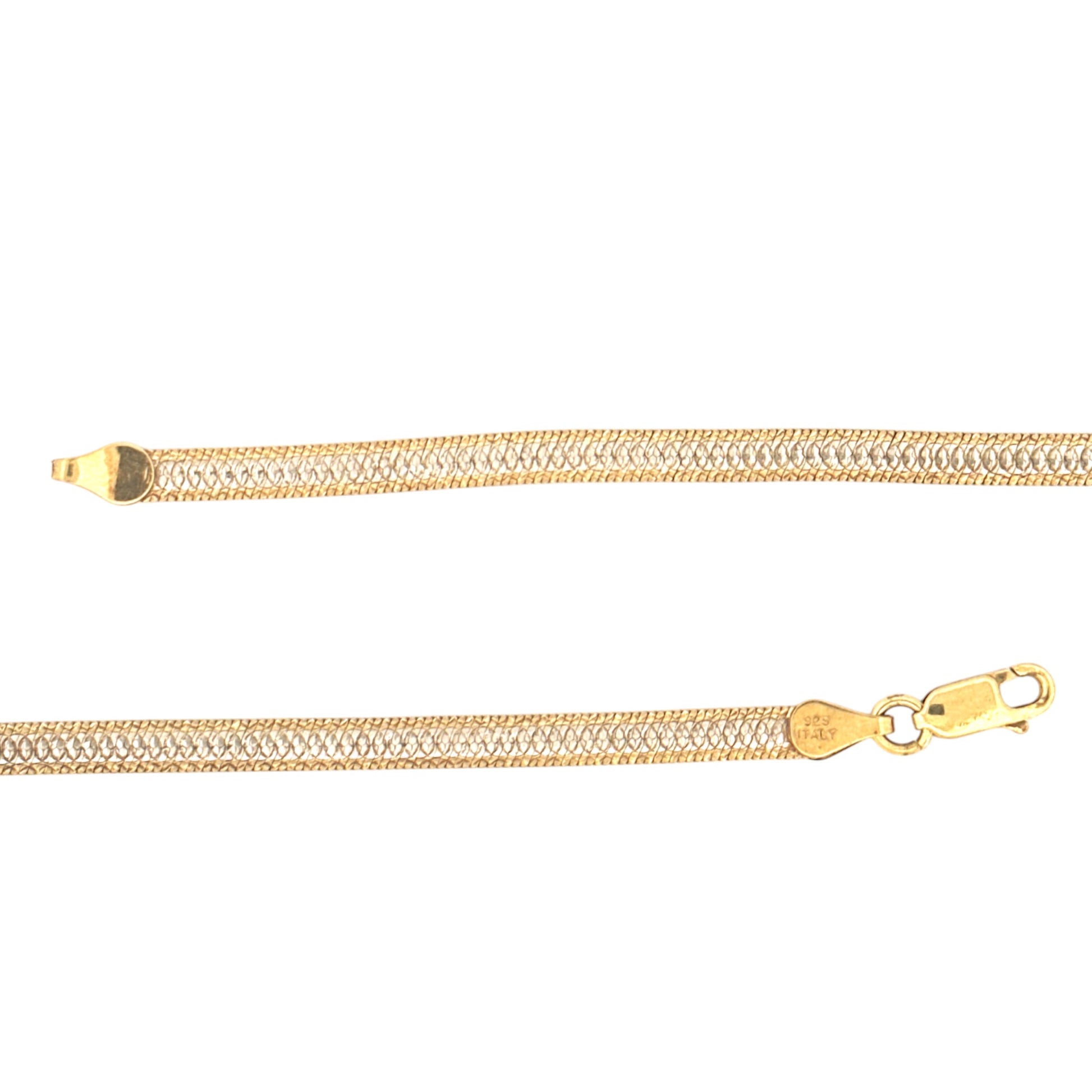 Herringbone Chain For Him/Her, Two Tone Diamond Cut Gold Vermeil 925 Stamped Luxury Elegant Chain