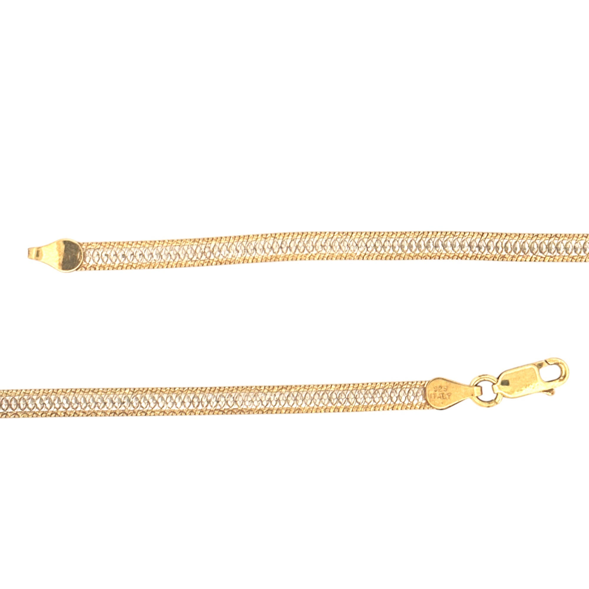 Herringbone Chain For Him/Her, Two Tone Diamond Cut Gold Vermeil 925 Stamped Luxury Elegant Chain
