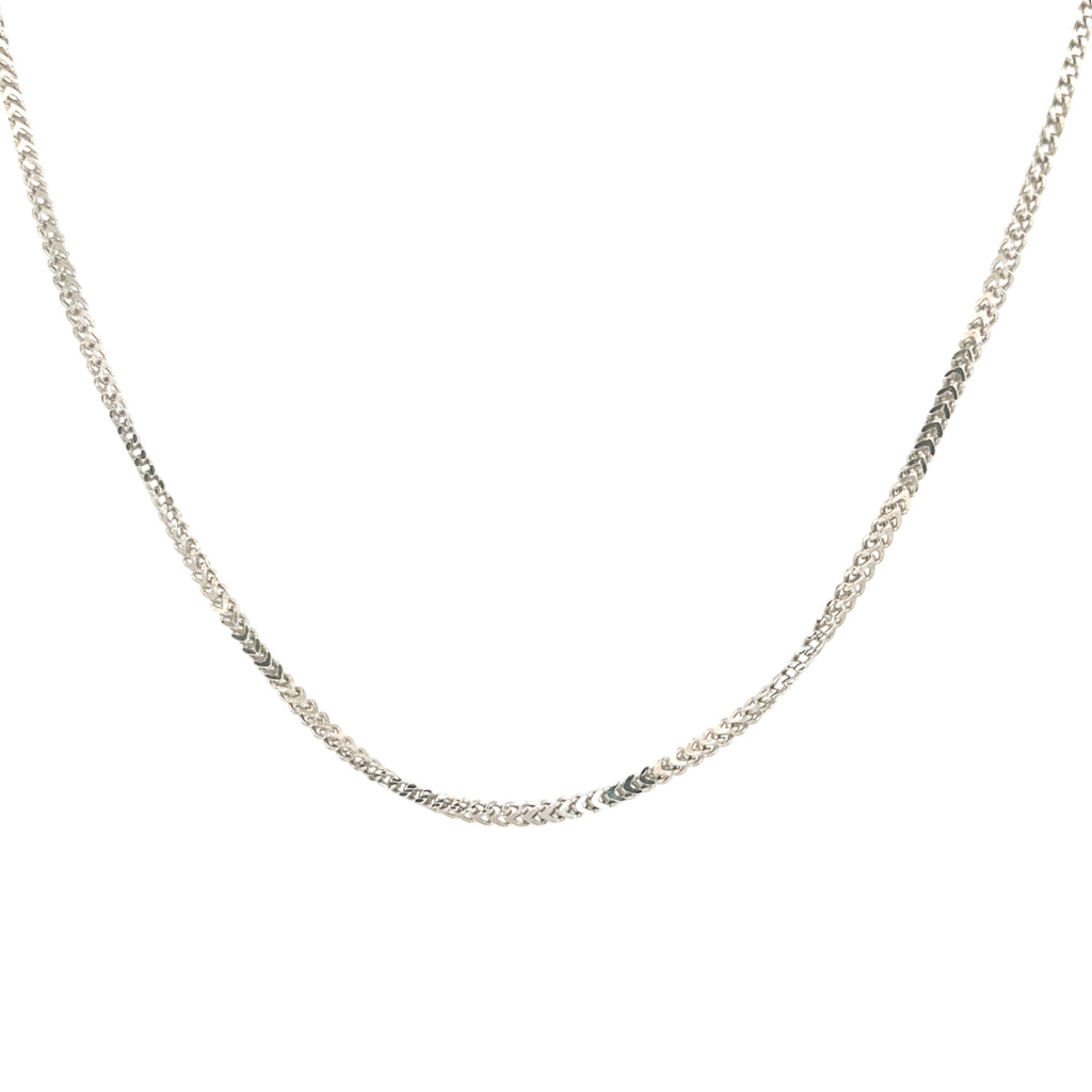 Franco Chain for Him/Her, Genuine 925 Italian White Gold Vermeil Solid Franco Chain