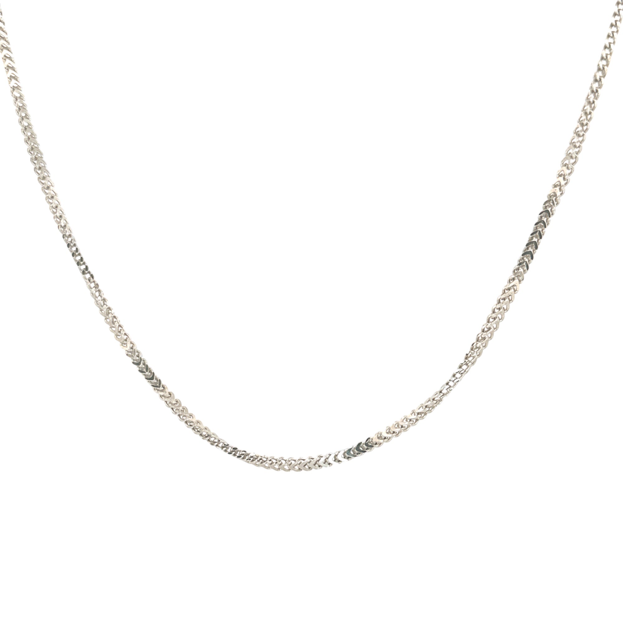 Franco Chain for Him/Her, Genuine 925 Italian White Gold Vermeil Solid Franco Chain