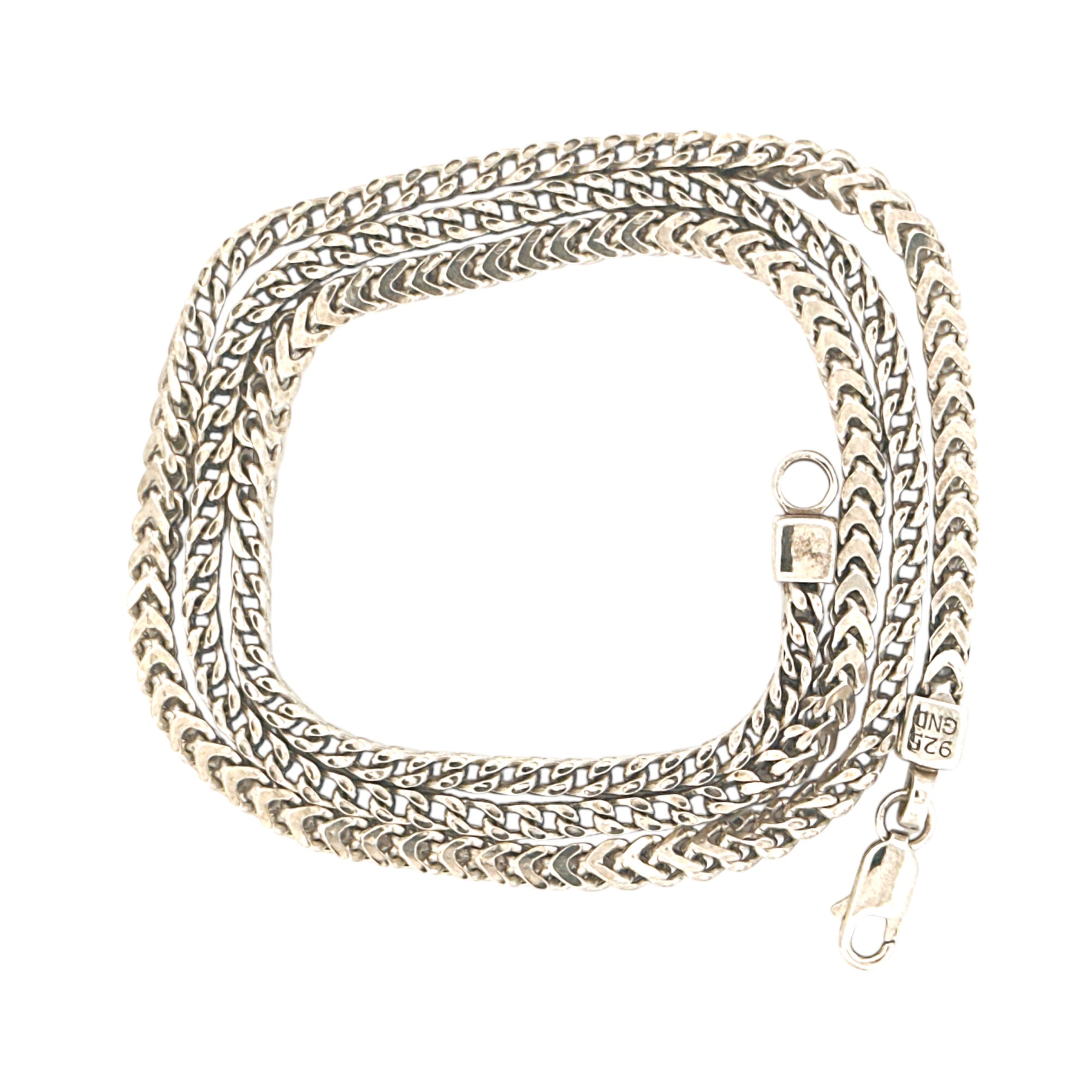 Franco Chain for Him/Her, Genuine 925 Italian White Gold Vermeil Solid Franco Chain