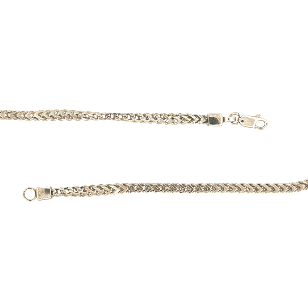 Franco Chain for Him/Her, Genuine 925 Italian White Gold Vermeil Solid Franco Chain