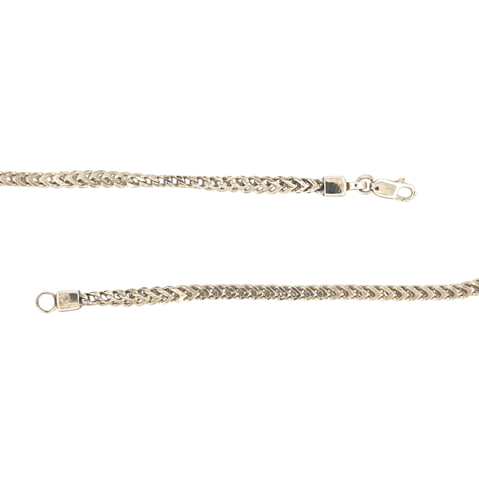 Franco Chain for Him/Her, Genuine 925 Italian White Gold Vermeil Solid Franco Chain