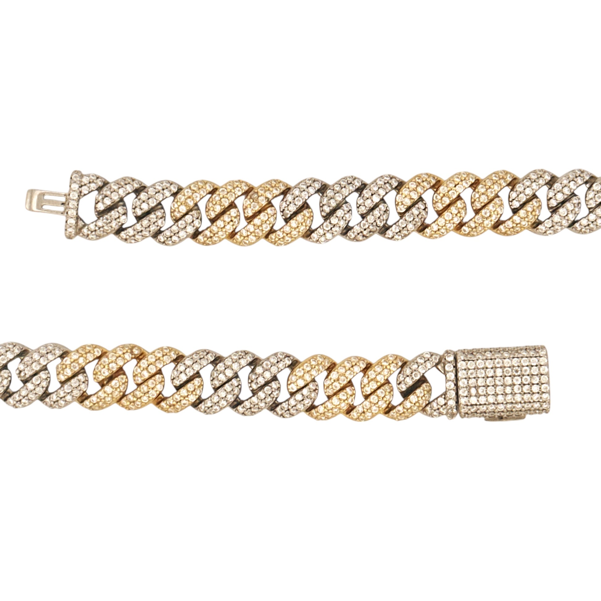 Two-Tone Cuban Link Chain | VVS Moissanite Diamonds | GRA Certified | 925 Silver with 10K Gold Vermeil | Gift-Ready | Passes Diamond Tester