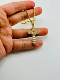 Load image into Gallery viewer, 10k solid gold cross pendant, Genuine Swarovski Crystals, Best gift unisex, Free Appraisal
