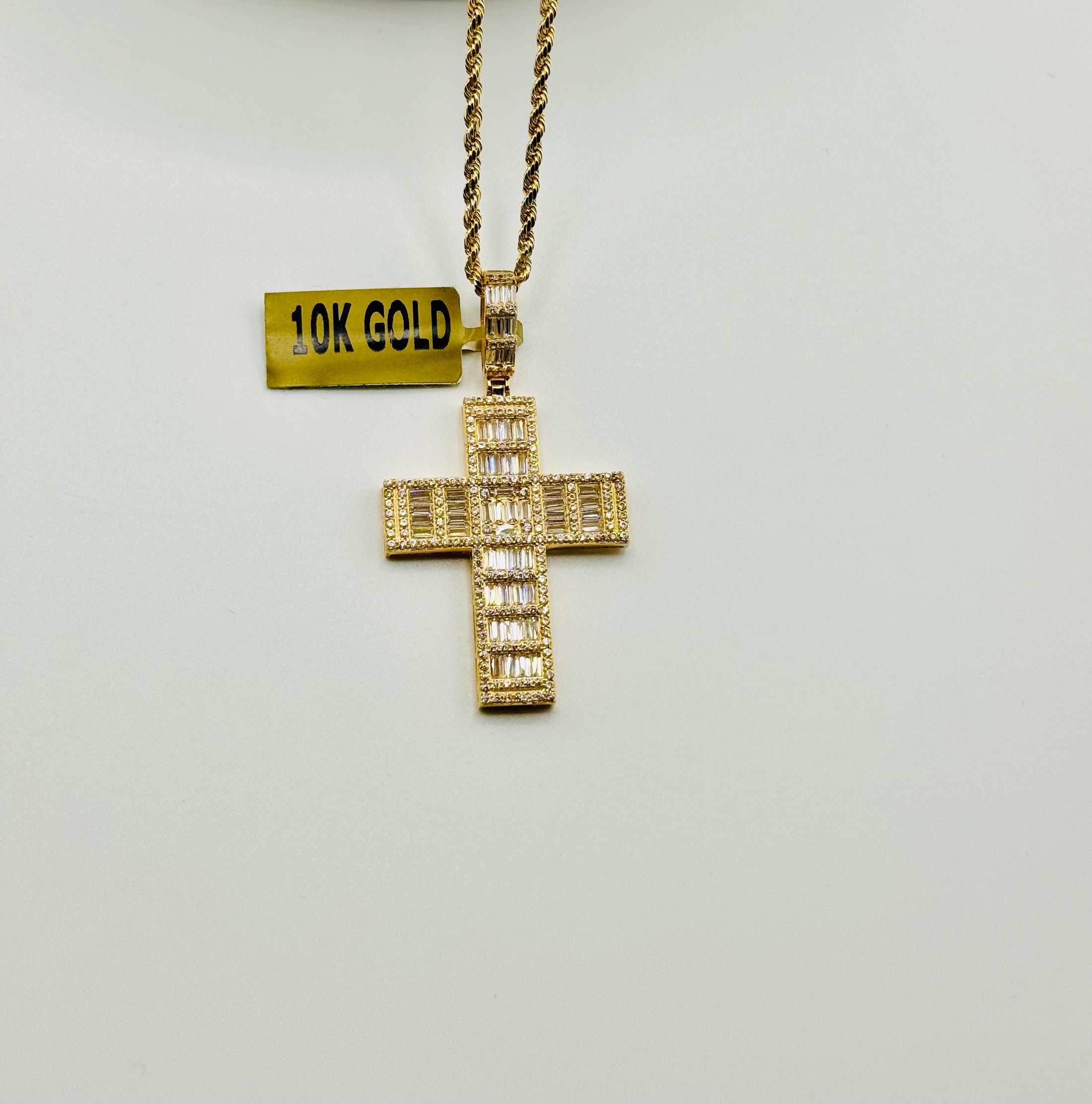 10k solid gold VVS Swarovski crystal cross pendant