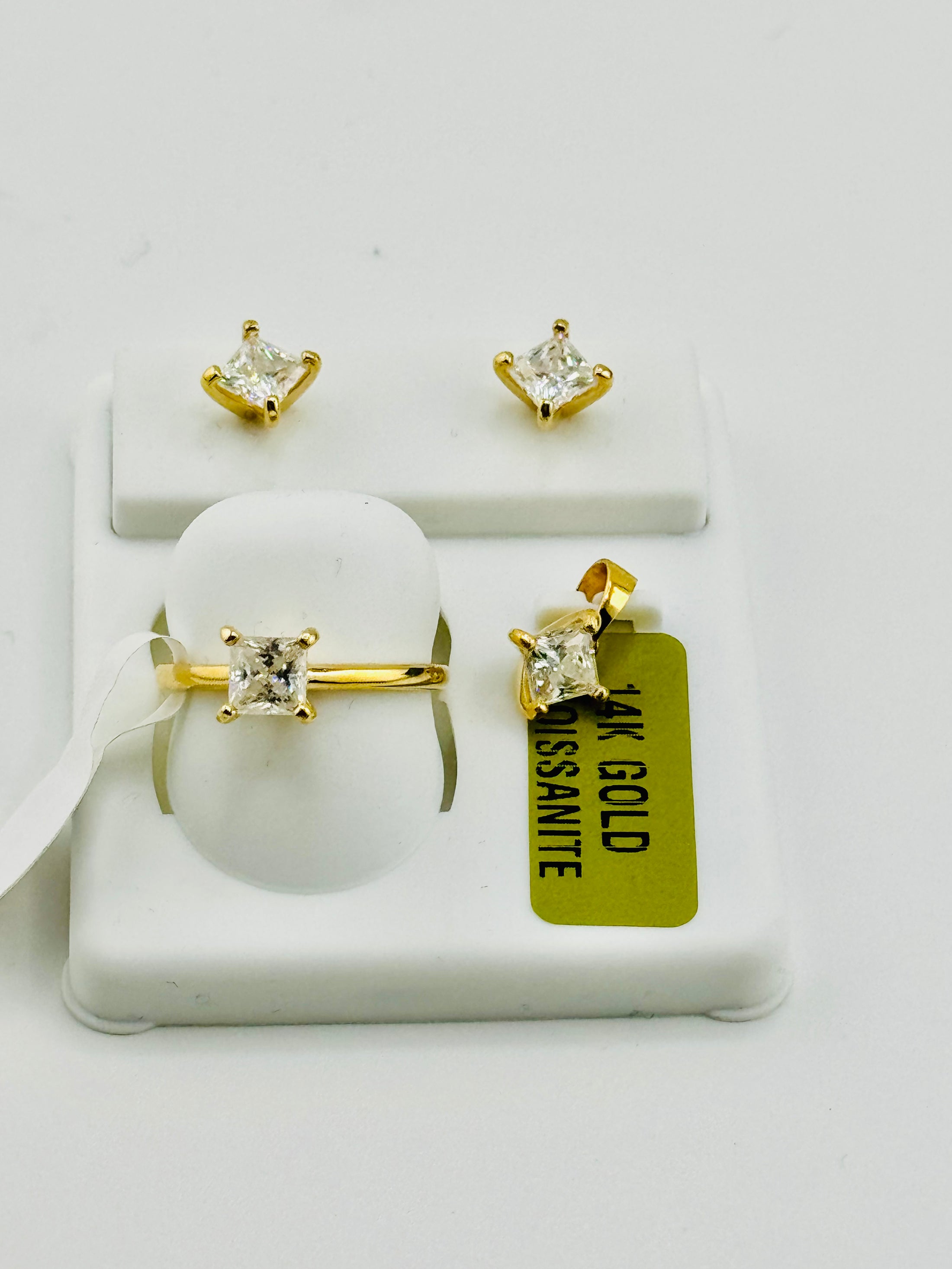 3pc 14k real gold moissanite set