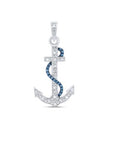 Load image into Gallery viewer, Real diamond custom made anchor cross pendant w/ rare blue natural diamonds, best gift, unisex
