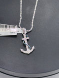 Load image into Gallery viewer, Real diamond custom made anchor cross pendant w/ rare blue natural diamonds, best gift, unisex
