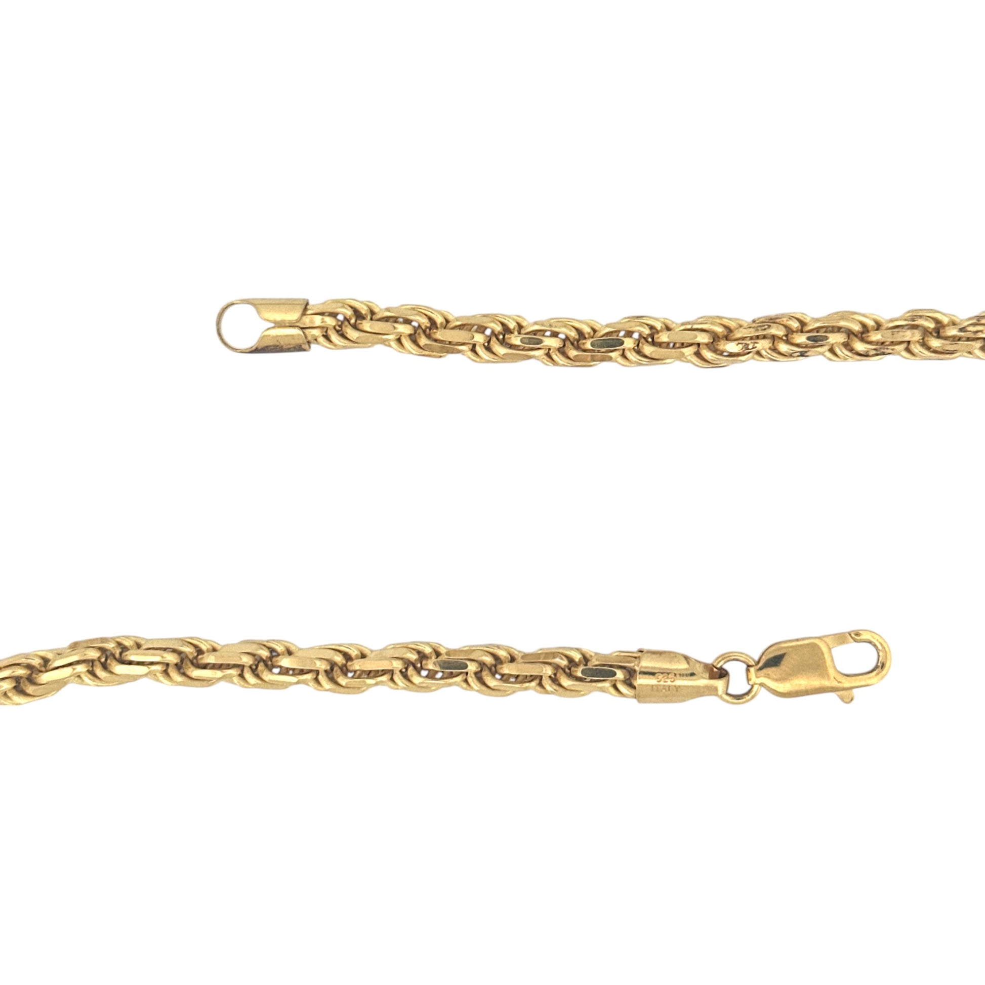 10K Gold Vermeil Diamond Cut Rope Chain | 925 Stamped | Solid 925 Rope Chain | Lobster Lock | Gift-Ready Packaging