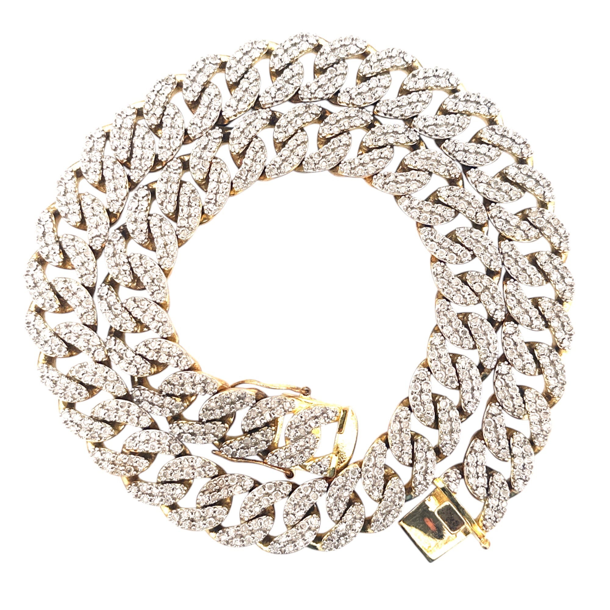 Cuban Link Chain for Men | Natural Diamond or VVS Moissanite | 10K Gold Vermeil over 925 Silver | Passes Diamond Tester | Gift-Ready