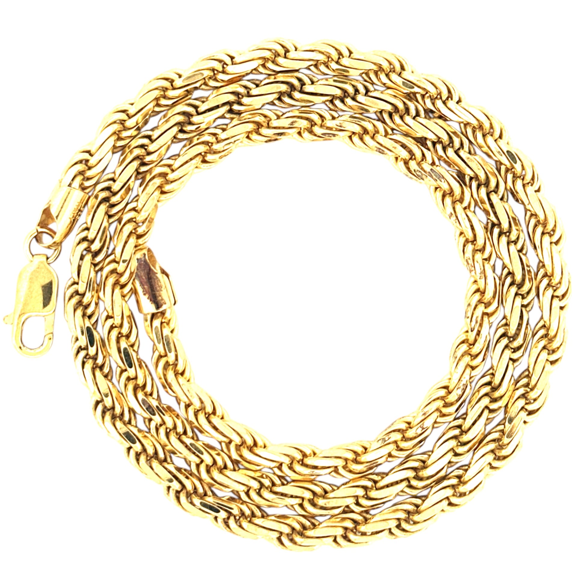 10K Gold Vermeil Diamond Cut Rope Chain | 925 Stamped | Solid 925 Rope Chain | Lobster Lock | Gift-Ready Packaging