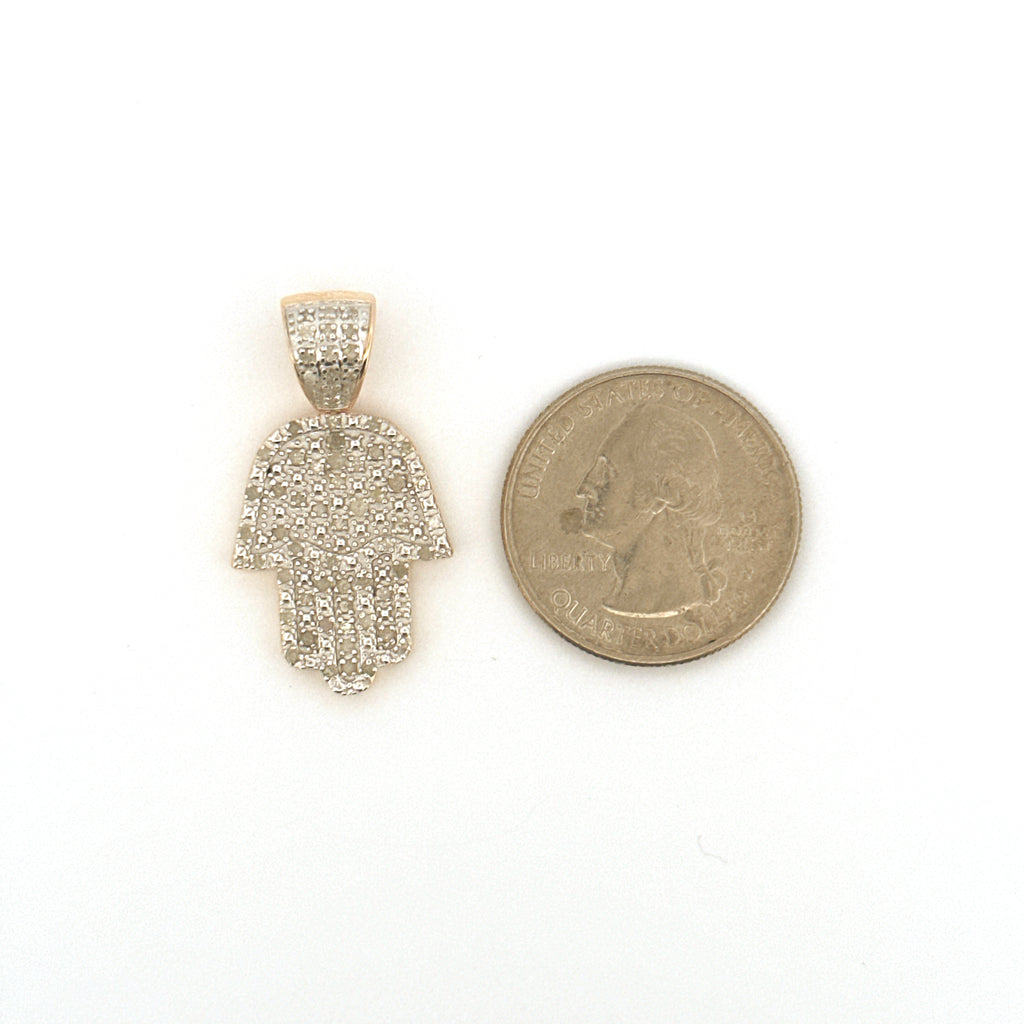 Natural Diamond Hamsa Evil Eye Pendant, Unisex Hamsa Hand Charm for Men & Women, Free Appraisal
