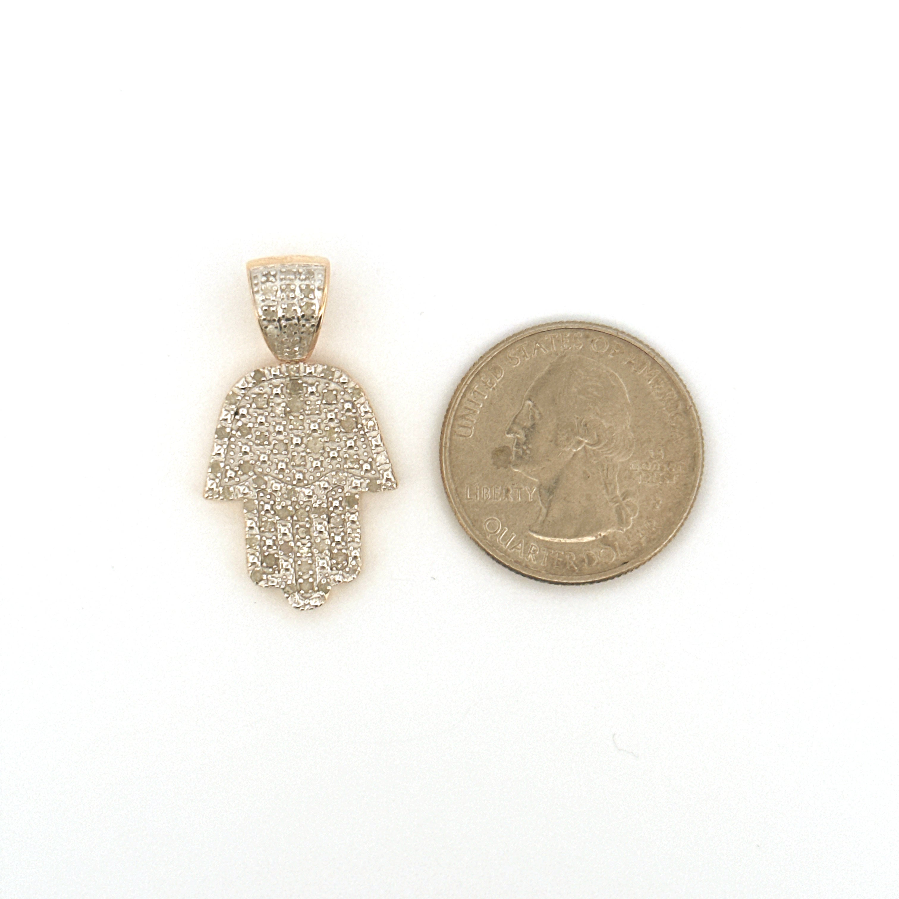 Natural Diamond Hamsa Evil Eye Pendant, Unisex Hamsa Hand Charm for Men & Women, Free Appraisal
