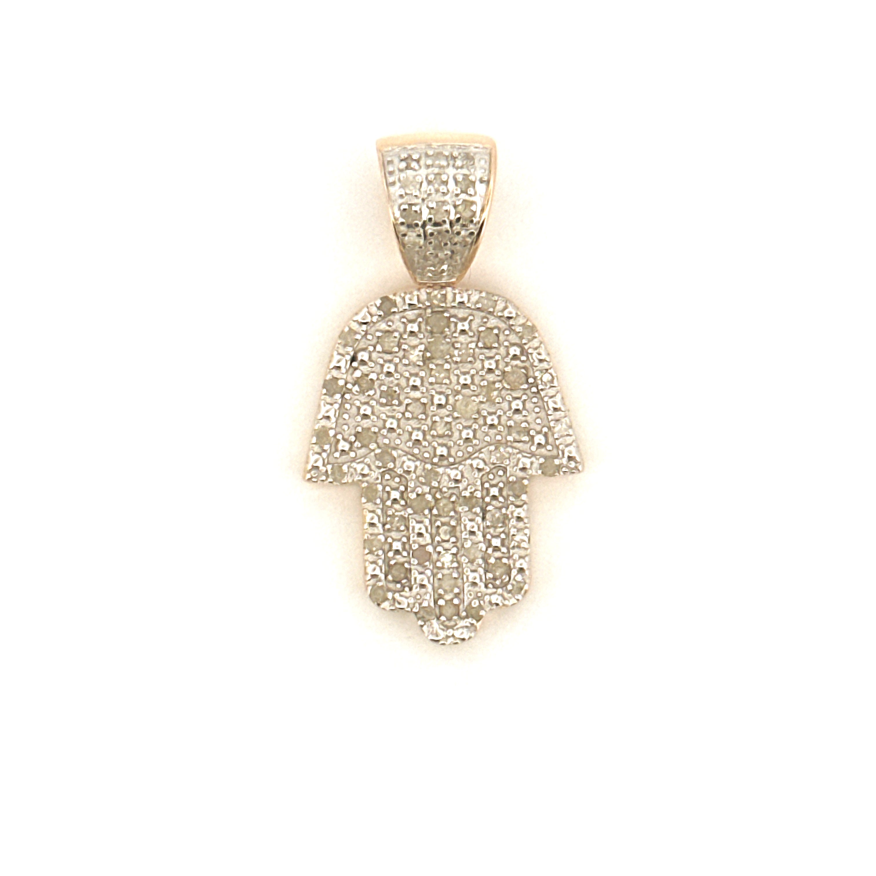 Natural Diamond Hamsa Evil Eye Pendant, Unisex Hamsa Hand Charm for Men & Women, Free Appraisal