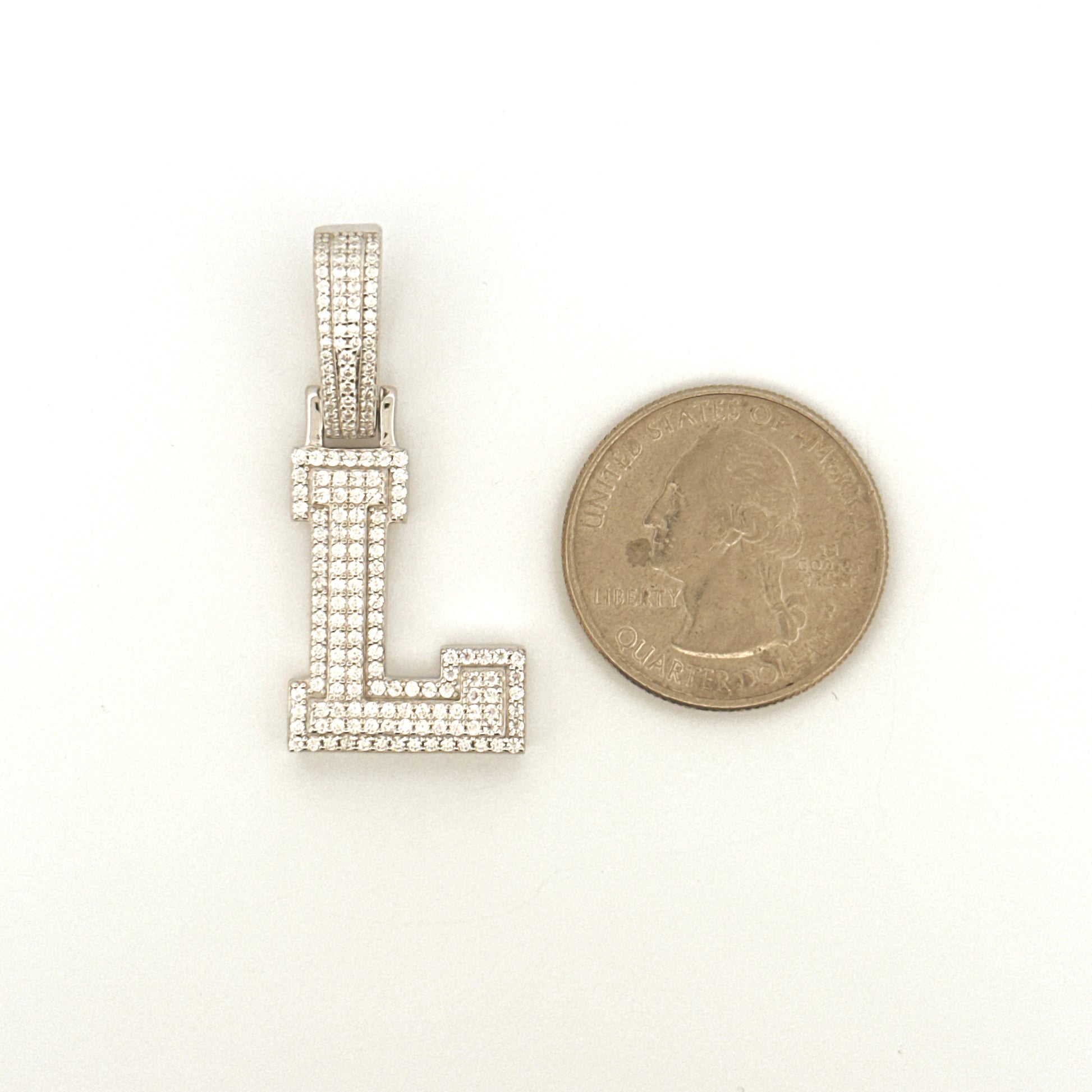 L Initial Diamond Pendant for Him/Her, VVS Moissanite Diamond Pendant,  L letter Initial Charm
