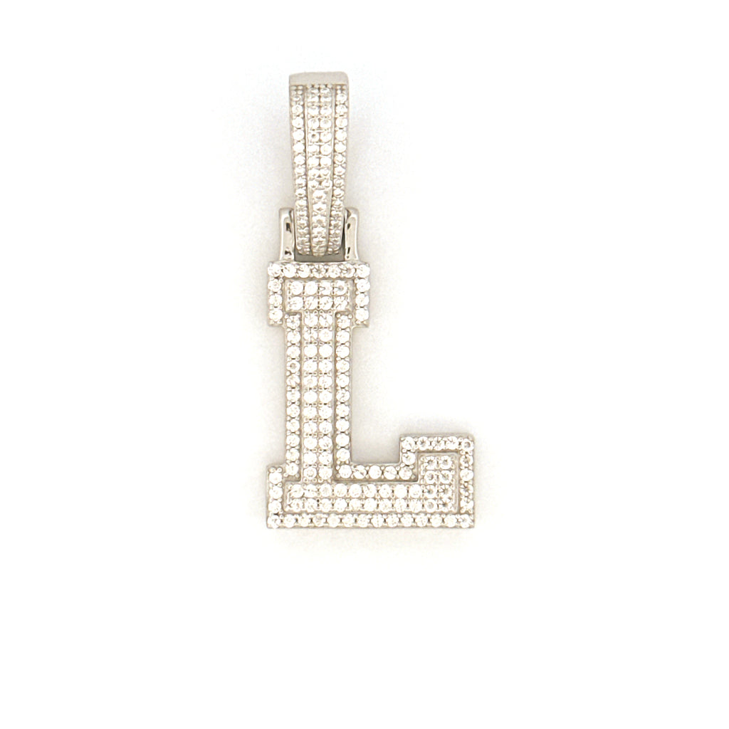 L Initial Diamond Pendant for Him/Her, VVS Moissanite Diamond Pendant,  L letter Initial Charm
