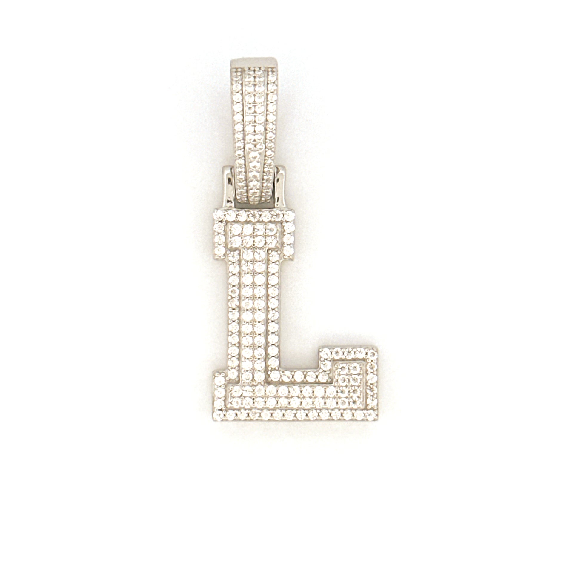L Initial Diamond Pendant for Him/Her, VVS Moissanite Diamond Pendant,  L letter Initial Charm