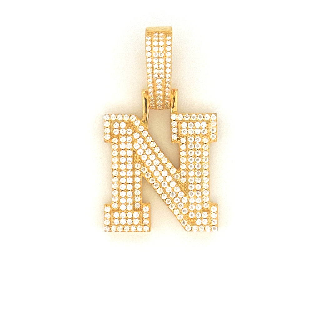 N Initial Diamond Pendant, Unisex N Letter Charm, VVS Moissanite Diamond, 100% Passes Diamond Tester