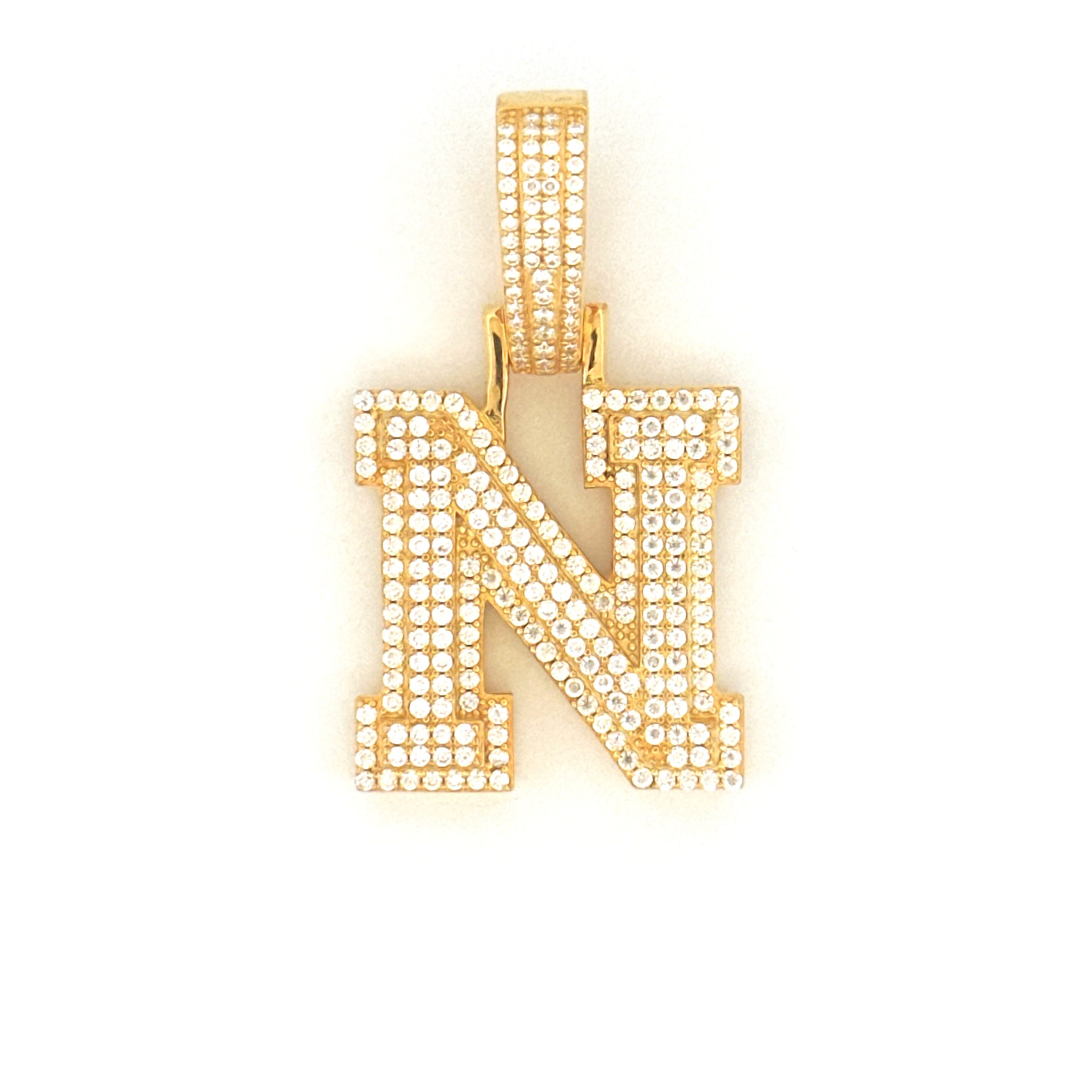 N Initial Diamond Pendant, Unisex N Letter Charm, VVS Moissanite Diamond, 100% Passes Diamond Tester