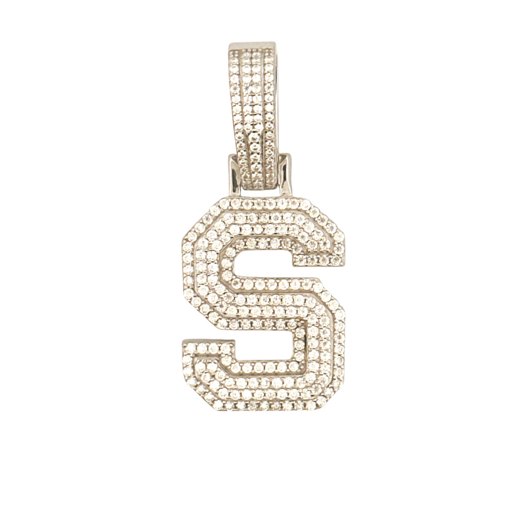 S Initial Diamond Pendant, Gift for Him/Her, S letter Charm VVS Moissanite Diamond