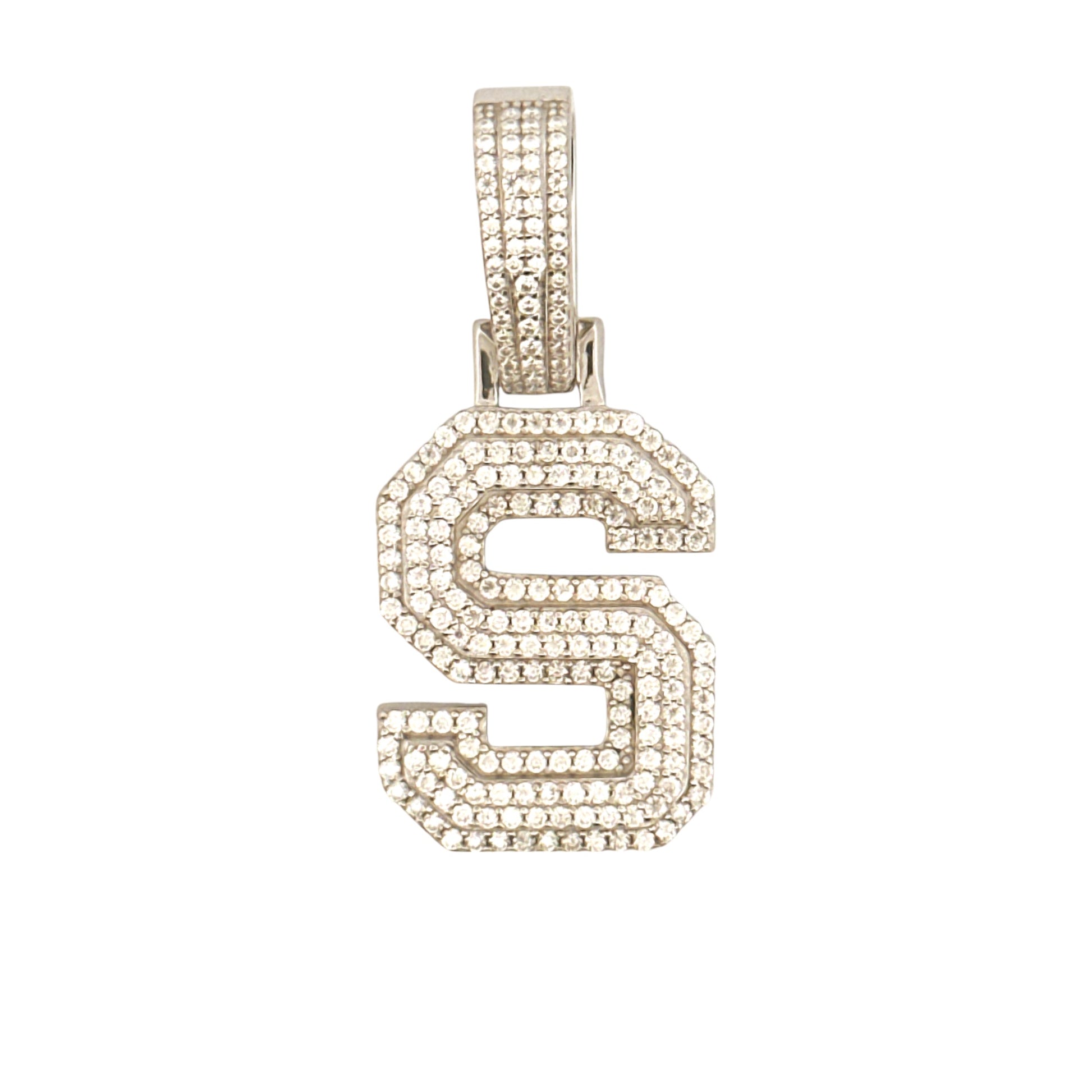 S Initial Diamond Pendant, Gift for Him/Her, S letter Charm VVS Moissanite Diamond