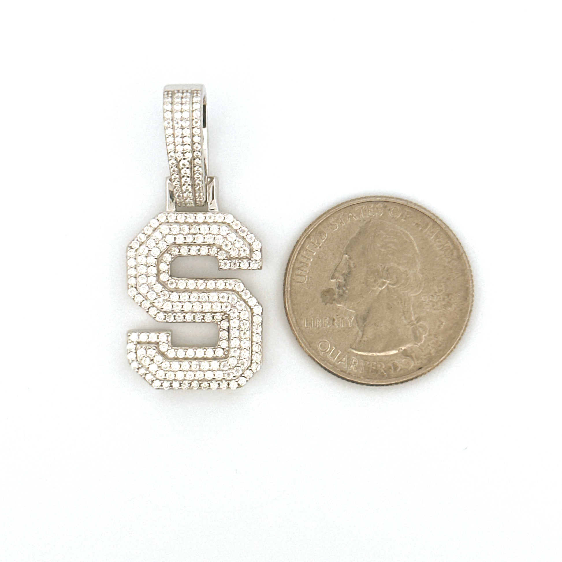 S Initial Diamond Pendant, Gift for Him/Her, S letter Charm VVS Moissanite Diamond