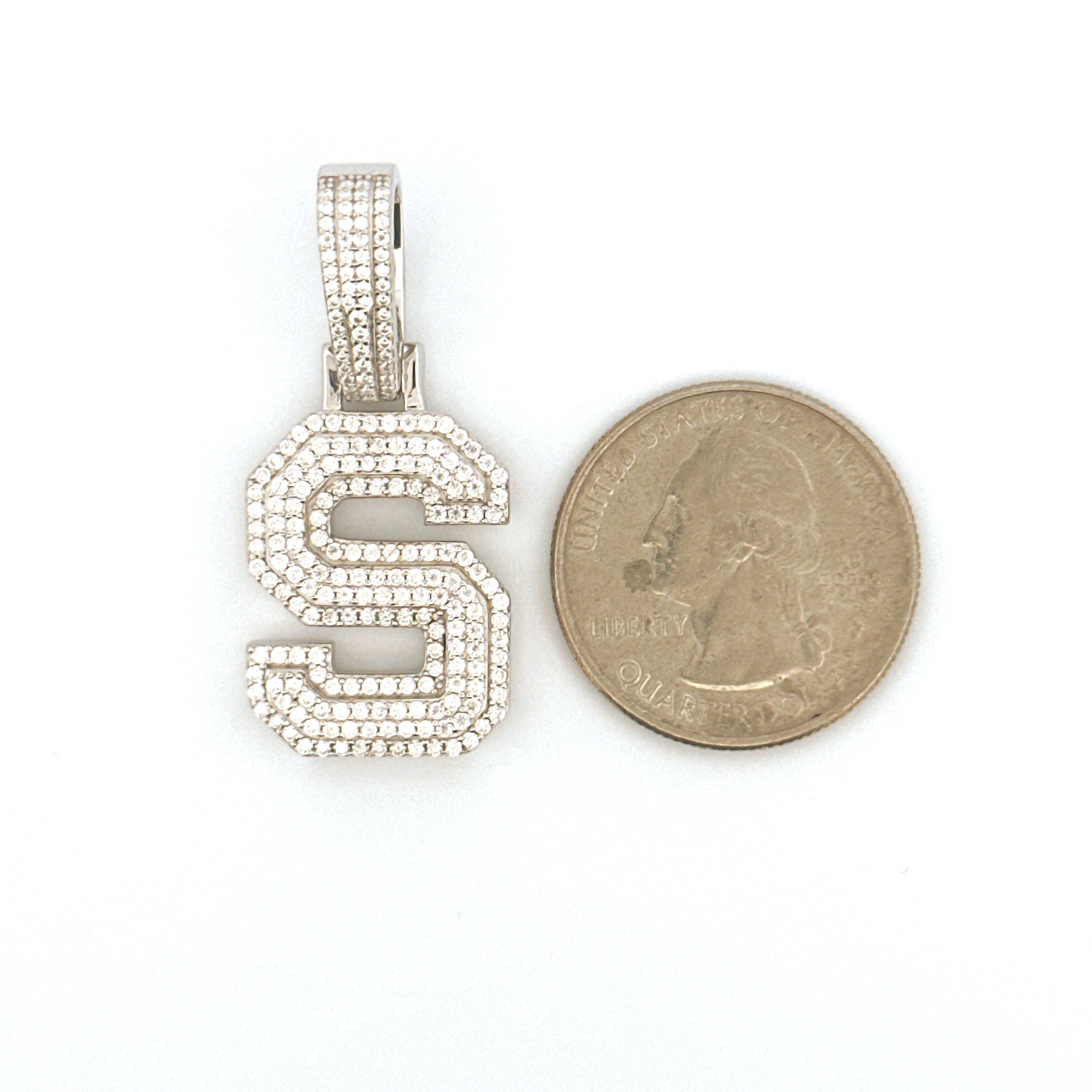 S Initial Diamond Pendant, Gift for Him/Her, S letter Charm VVS Moissanite Diamond