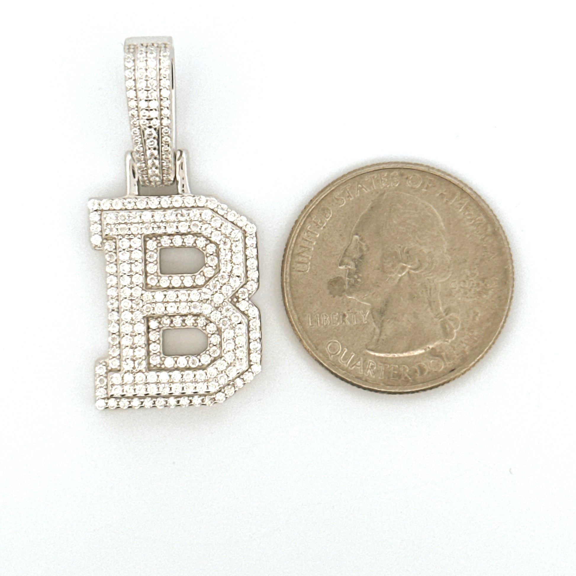 B Letter Initial Diamond Pendant for Him/Her, Moissanite DIamond VVS B initial Charm, Free Appraisal, GIft for Men/Women