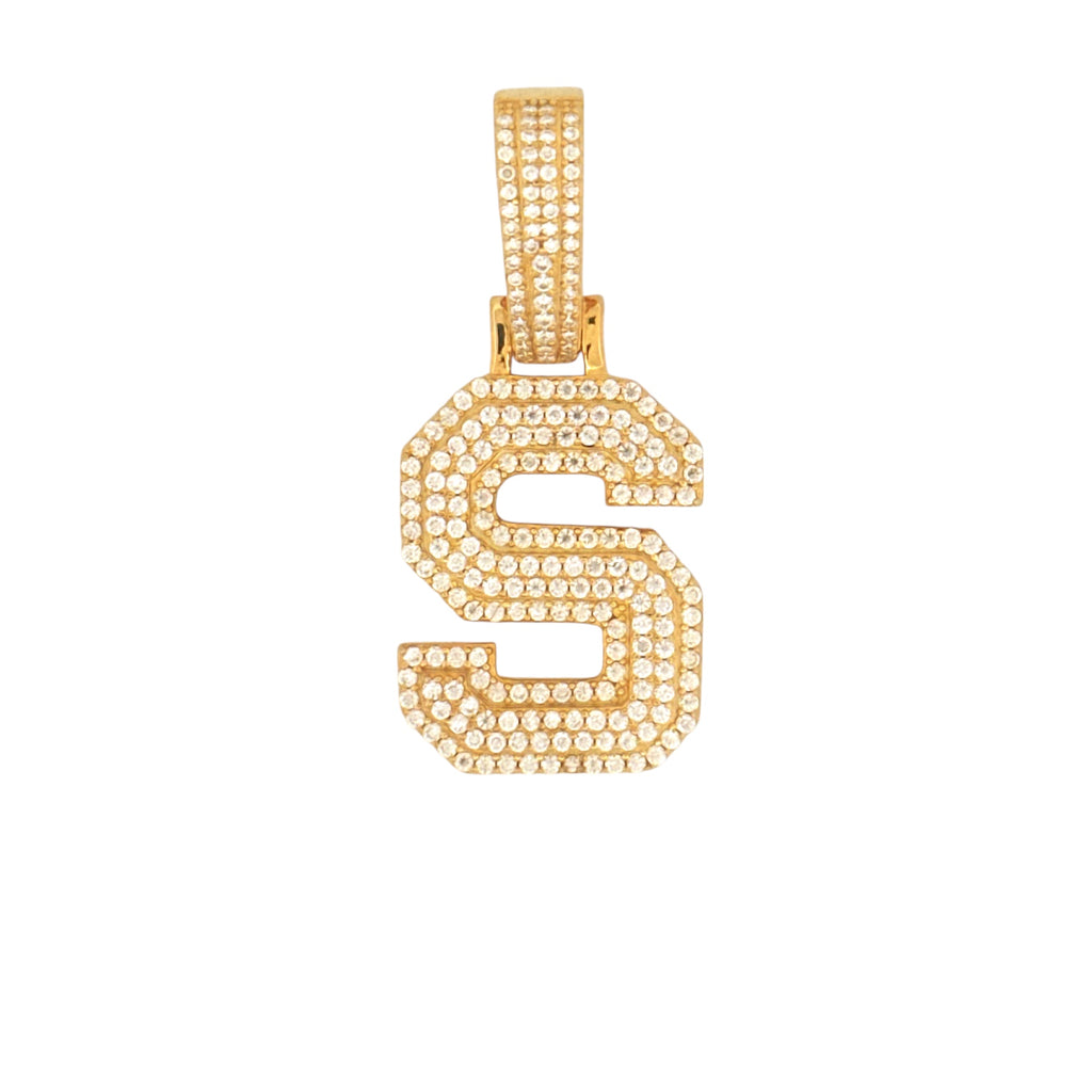 S Initial Diamond Pendant, Gift for Him/Her, S letter Charm VVS Moissanite Diamond