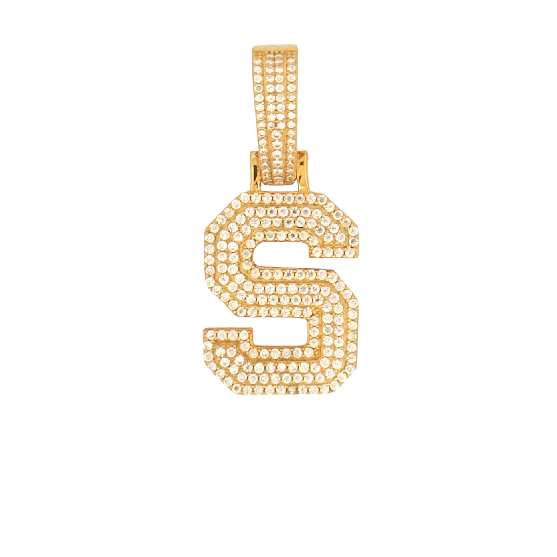 S Initial Diamond Pendant, Gift for Him/Her, S letter Charm VVS Moissanite Diamond