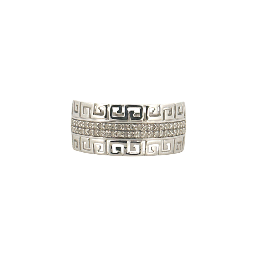 Mens Genuine Diamond Band Ring, Versace-Inspired Greek Key Design, Engagement Luxury Ring for Him, Promise Ring for Men