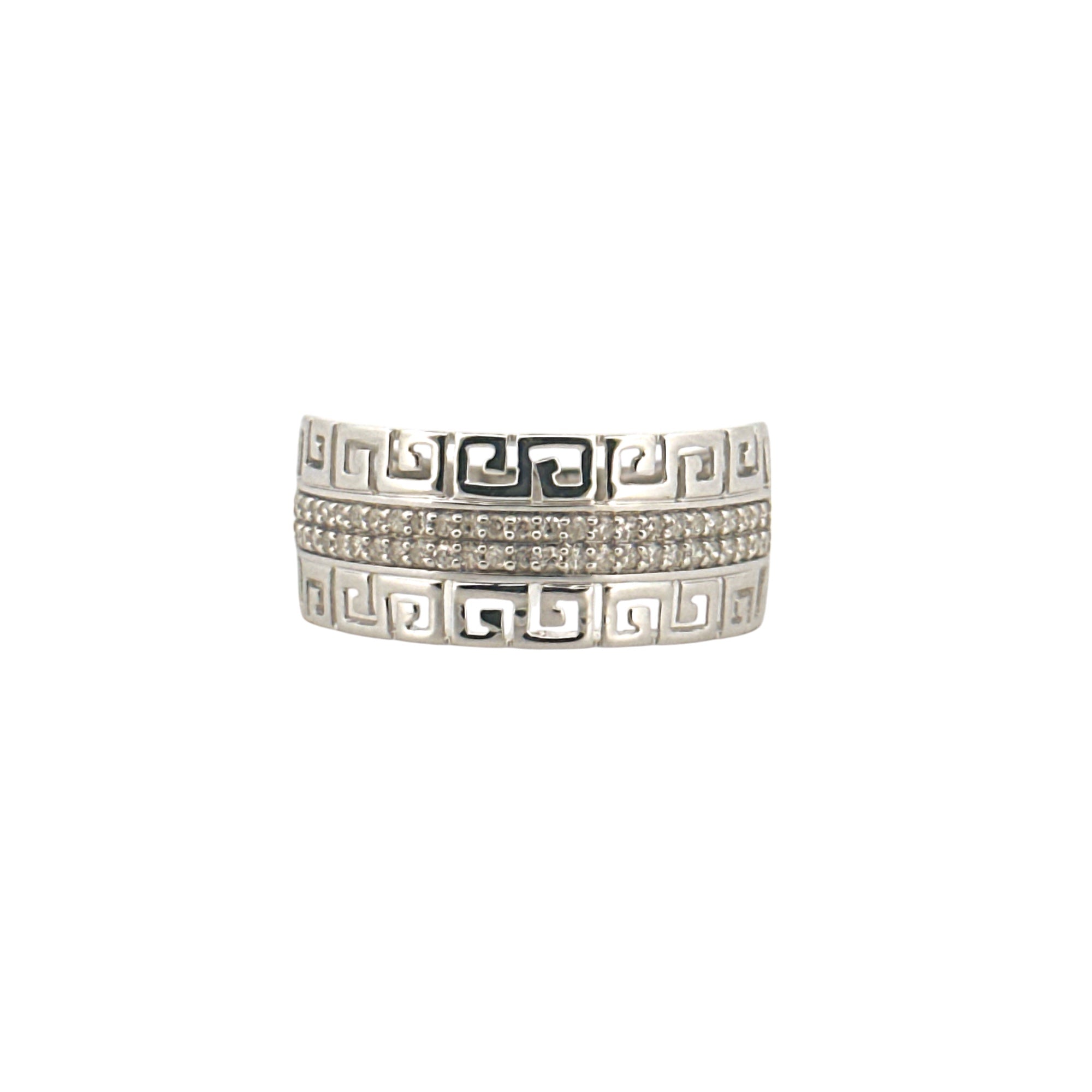 Mens Genuine Diamond Band Ring, Versace-Inspired Greek Key Design, Engagement Luxury Ring for Him, Promise Ring for Men