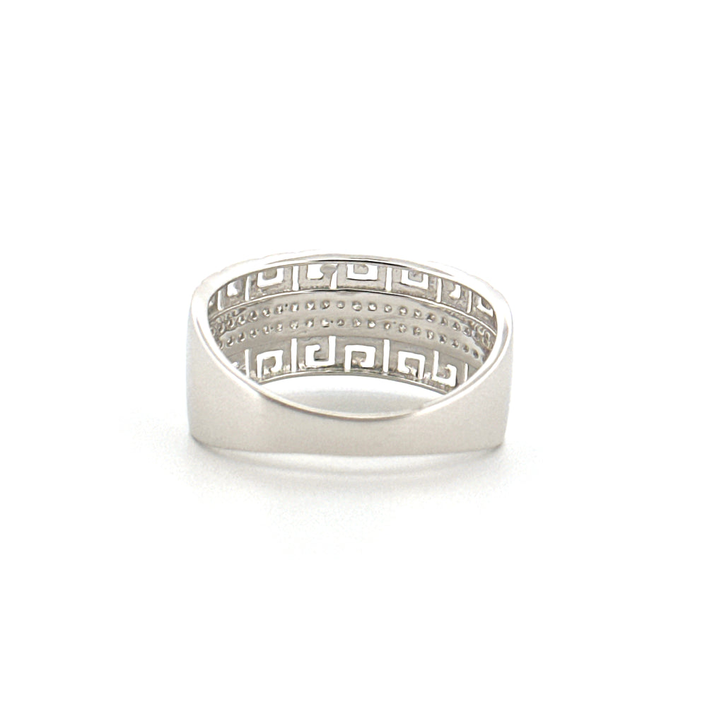 Mens Genuine Diamond Band Ring, Versace-Inspired Greek Key Design, Engagement Luxury Ring for Him, Promise Ring for Men