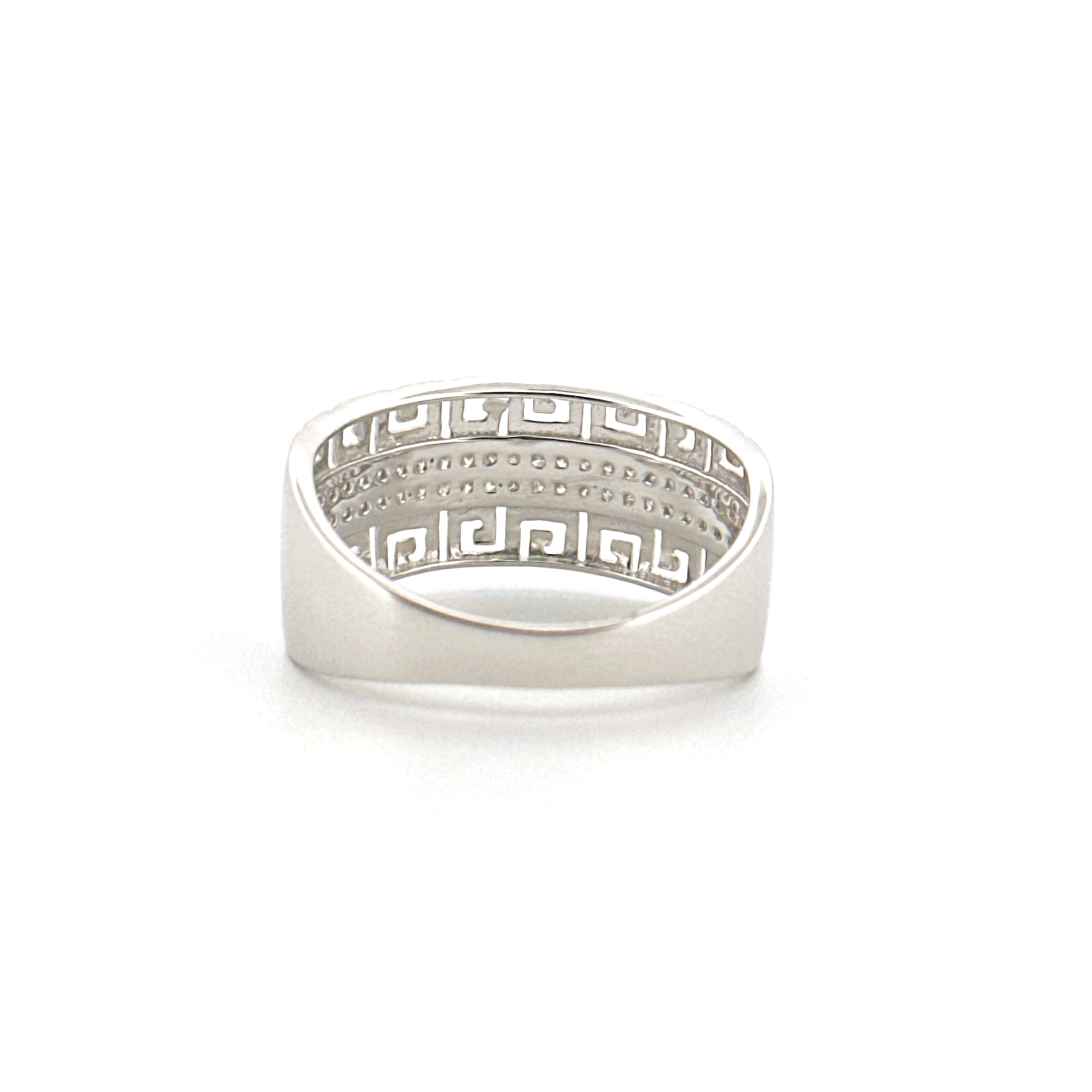 Mens Genuine Diamond Band Ring, Versace-Inspired Greek Key Design, Engagement Luxury Ring for Him, Promise Ring for Men